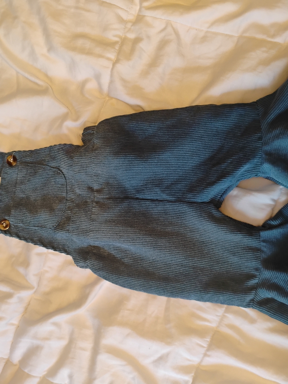 SHEIN Teal Corduroy Overalls Romper for Kids